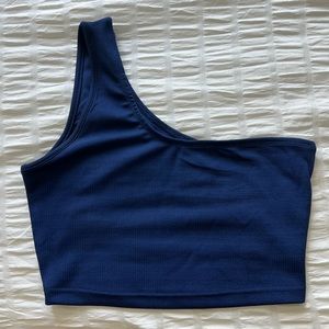 Blue Shein one shoulder top
